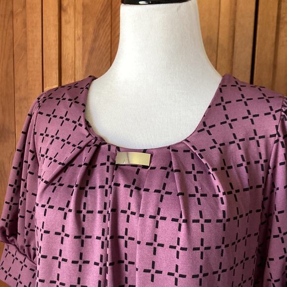 Notations Purple & Black Print Pullover Top, Size MP - Picture 7 of 12